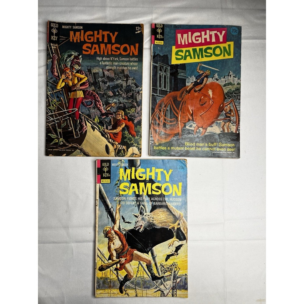 Gold Key Mighty Samson Comics Lot #5 #22 #23 1966-1974 Silver Bronze Age